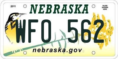 NE license plate WFO562