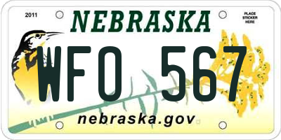 NE license plate WFO567