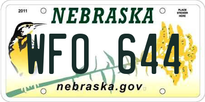 NE license plate WFO644