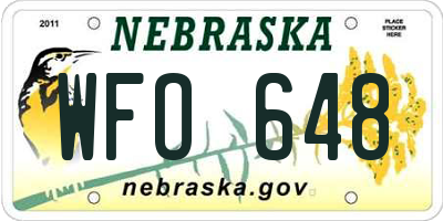 NE license plate WFO648