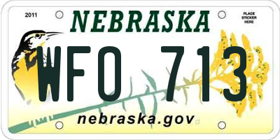 NE license plate WFO713