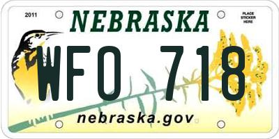 NE license plate WFO718