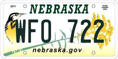 NE license plate WFO722