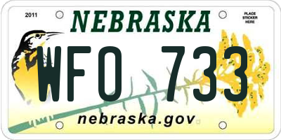 NE license plate WFO733