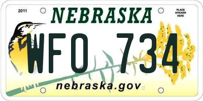NE license plate WFO734