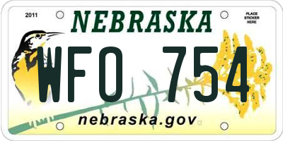NE license plate WFO754