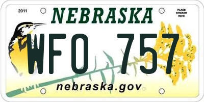 NE license plate WFO757