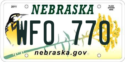 NE license plate WFO770