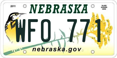 NE license plate WFO771