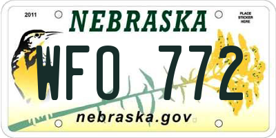NE license plate WFO772