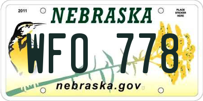 NE license plate WFO778