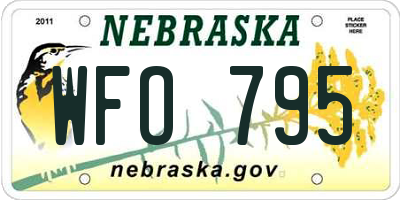 NE license plate WFO795