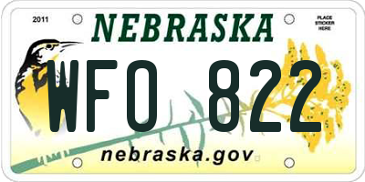 NE license plate WFO822