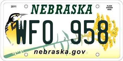 NE license plate WFO958