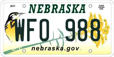 NE license plate WFO988