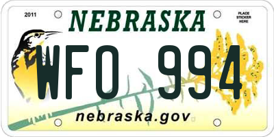 NE license plate WFO994