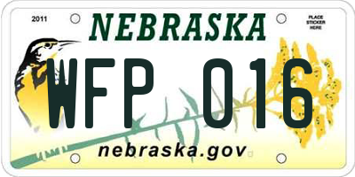 NE license plate WFP016
