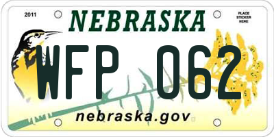 NE license plate WFP062