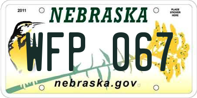 NE license plate WFP067