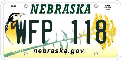 NE license plate WFP118