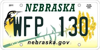 NE license plate WFP130