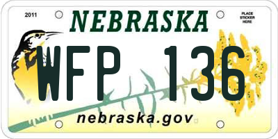 NE license plate WFP136