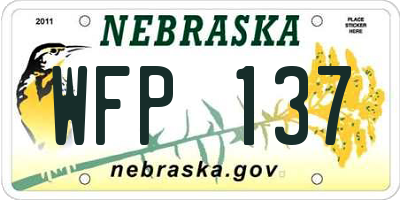NE license plate WFP137