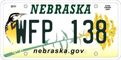 NE license plate WFP138