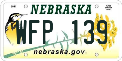 NE license plate WFP139