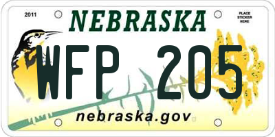 NE license plate WFP205