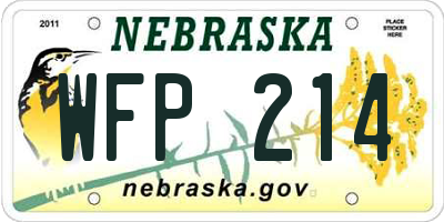 NE license plate WFP214
