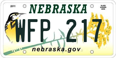 NE license plate WFP217