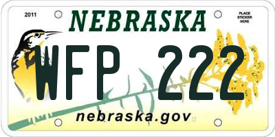 NE license plate WFP222
