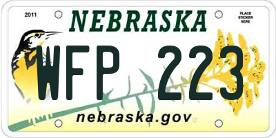 NE license plate WFP223