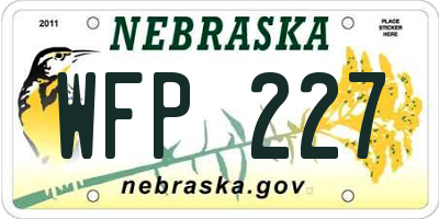 NE license plate WFP227