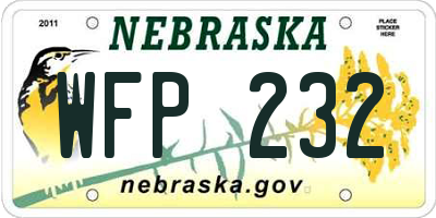 NE license plate WFP232