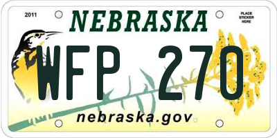 NE license plate WFP270