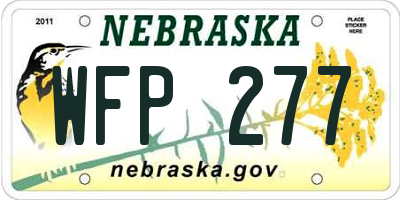 NE license plate WFP277