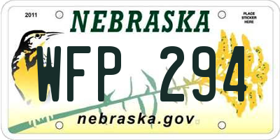 NE license plate WFP294