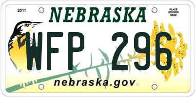 NE license plate WFP296