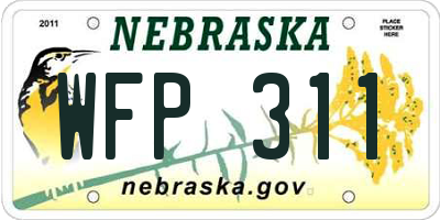 NE license plate WFP311