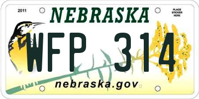 NE license plate WFP314
