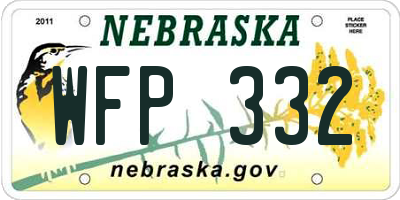 NE license plate WFP332