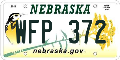 NE license plate WFP372