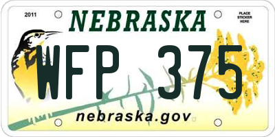NE license plate WFP375