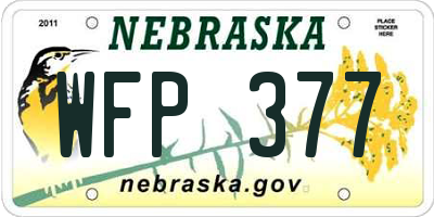 NE license plate WFP377
