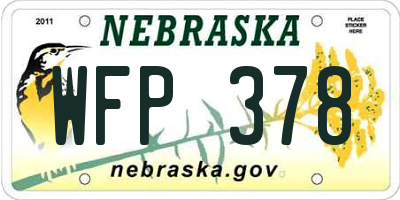NE license plate WFP378