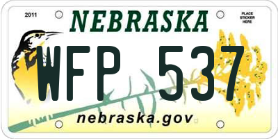 NE license plate WFP537