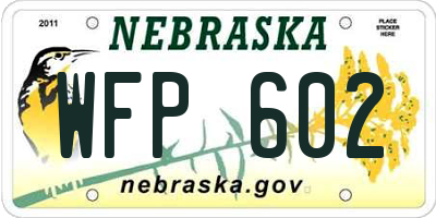 NE license plate WFP602