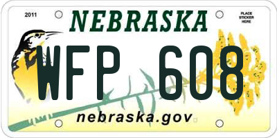 NE license plate WFP608